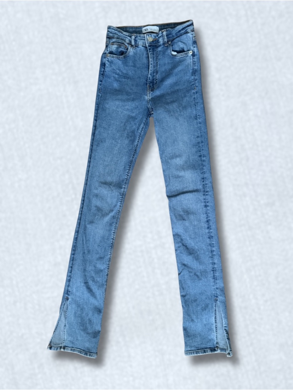 Zara Blue High-Rise Flare Jeans